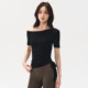 ເດັກ ຍິງ Peach slanted shoulder yoga ໃສ່ ແຂນ ສັ້ນ slim stretch ສາຍ ສູງ ເຫມາະ ສົມ ບູນ ເສື້ອ ທີ ເຊີດ off-shoulder ກິ ລາ ເທິງ