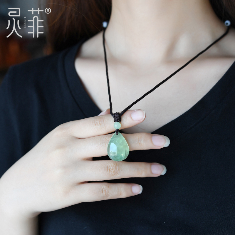 高品质冰种葡萄晶绿色水晶项链男女 灵菲葡萄石水滴吊坠一物一图 高品质冰种葡萄晶绿色水晶项链男女 灵菲葡萄石水滴吊坠一物一图