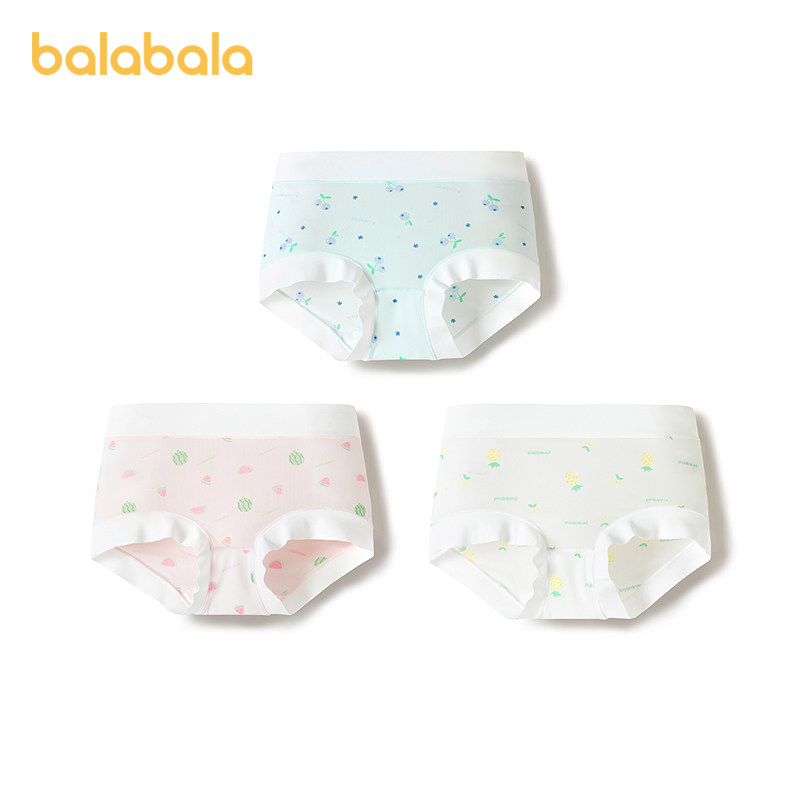 巴拉巴拉女童内裤三角儿童短裤不夹PP中大童亲肤高弹轻薄三条装