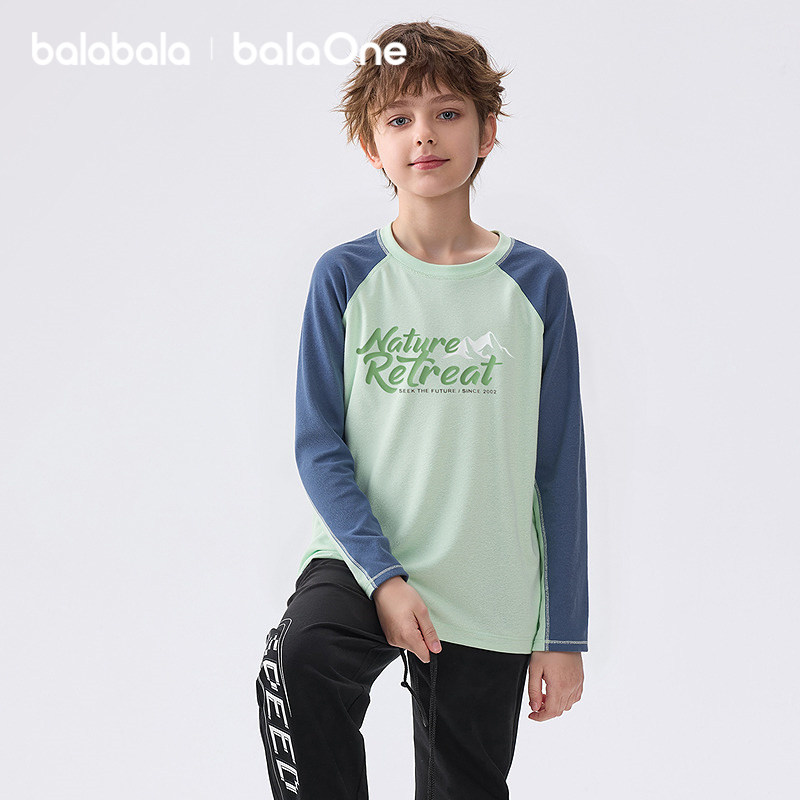 巴拉巴拉balaone儿童长袖t恤男女童2025秋新款速干凉感插肩袖上衣