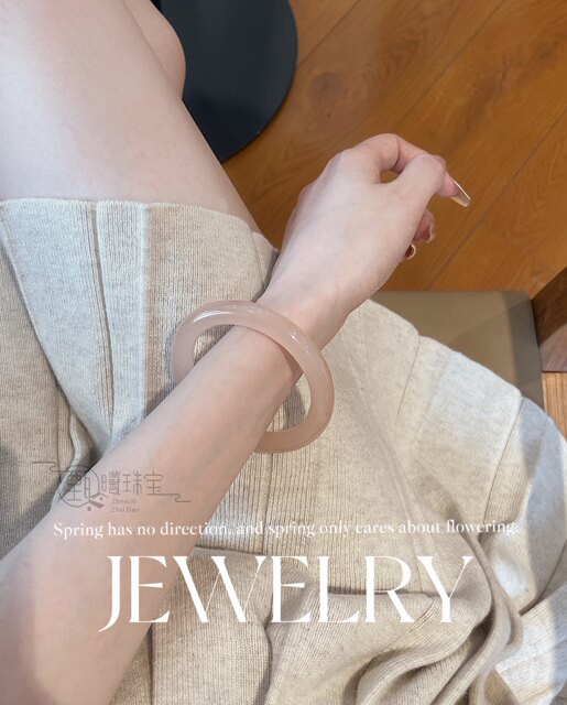 520 Valentine's Day grapefruit powder natural ice seed Afghan jade bracelet girl lotus root powder round bracelet agate national style