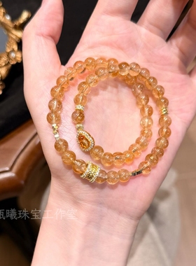 巨富｜天然黄水晶手链女招财转运旺事业黄塔晶双圈手串女友礼物