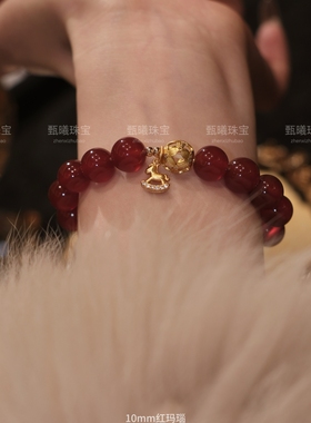 小马奔腾天然红玛瑙手链新中式鸿运转运珠新年礼物送女友闺蜜礼物