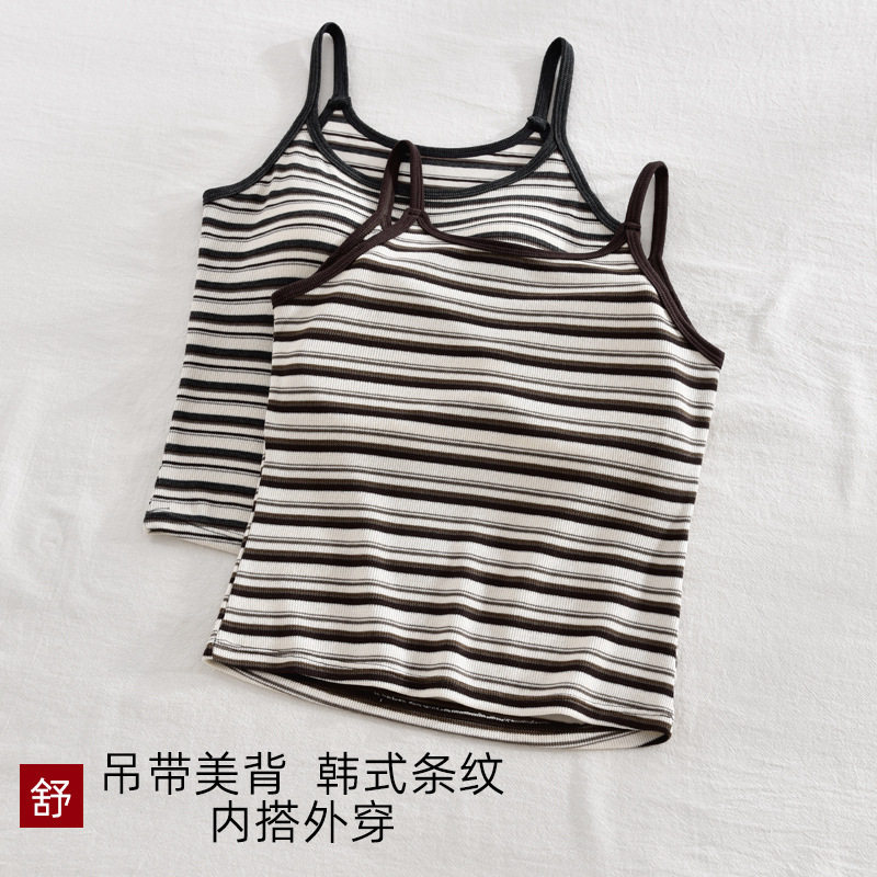 春新款韩式吊带背心内衣女无钢圈文胸一体胸垫内搭可外穿条纹美背,淘宝优惠券,粉丝福利购,淘宝优惠卷