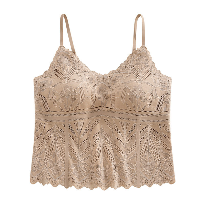 春新款法式蕾丝内衣女文胸吊带一体带胸垫内搭打底无痕美背固定杯,淘宝优惠券,粉丝福利购,淘宝优惠卷