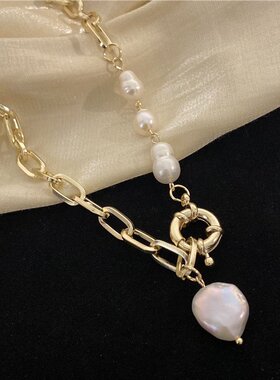 小众轻奢巴洛克珍珠项链毛衣颈链