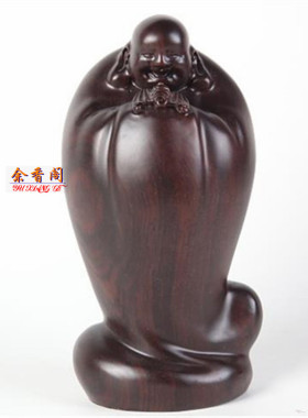 弥勒佛红木礼品摆件五福临门