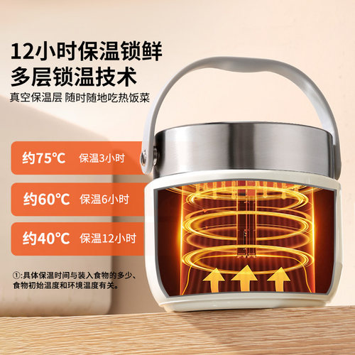 双层保温饭盒24小时超长提桶上班族便携带饭桶学生不锈钢装汤壶碗 - 图1