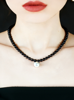黑玛瑙珍珠项链轻奢小众遮疤痕