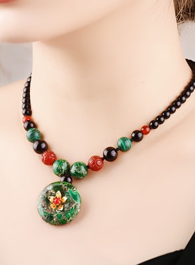 短款锁骨链民族风玛瑙复古颈链