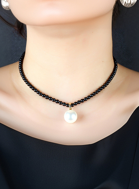 锦瑟原创黑玛瑙锁骨链百搭时尚