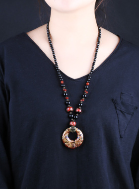 长款民族风挂件项链琉璃装饰品