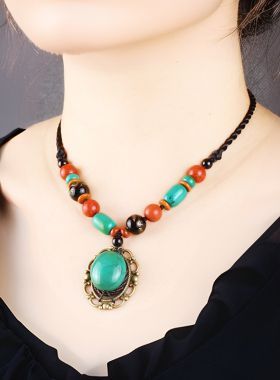 短款绿松石项链藏式民族风