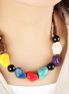 项链民饰族人松石锁骨链女