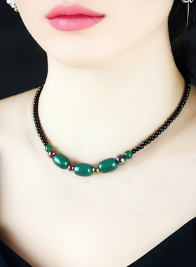 2026新款绿玛瑙水晶锁骨链女款