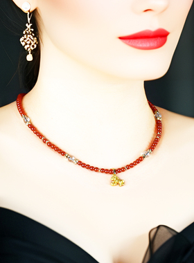 2026本命年红玛瑙小马锁骨链女
