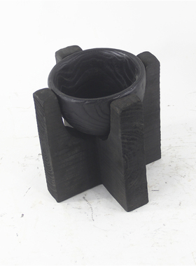 厂家销售手制碳化栗木黑色摆盘果盘家居别墅侘寂风赤贫风装饰摆件