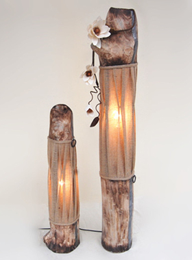 手工制作原木工艺落地台灯
