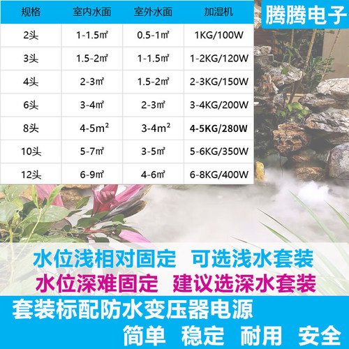 腾腾超声波雾化头2头3头雾化器假山盆景水陆景观池缸喷雾器造雾器 - 图1