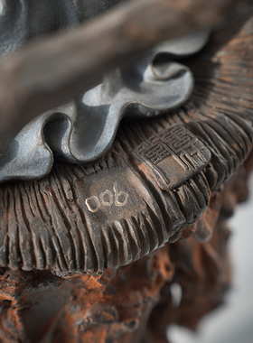 【限量珍藏】万仟堂 中式家居空间铜雕大型高档手作达摩摆件禅心