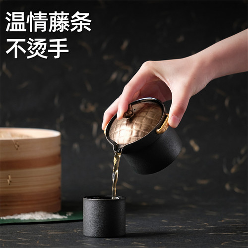 万仟堂便携式旅行茶具套装陶瓷快客杯一壶二杯功夫茶具蒸蒸日上 - 图1