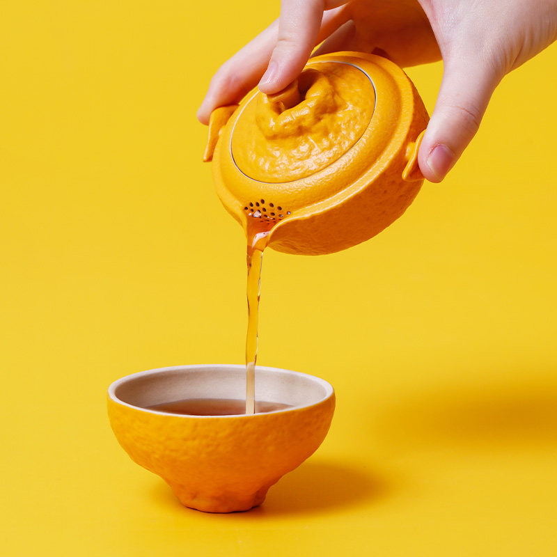 Wanqiantang Cute Orange Portable Travel Tea Set