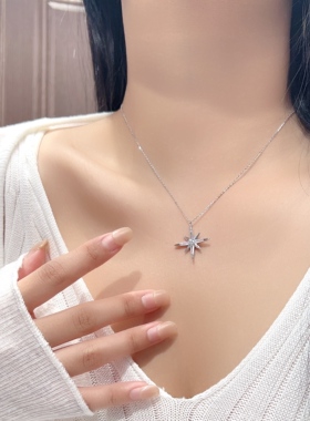禧笑S925八芒星纯银项链女小众设计感星星吊坠气质百搭锁骨链饰品