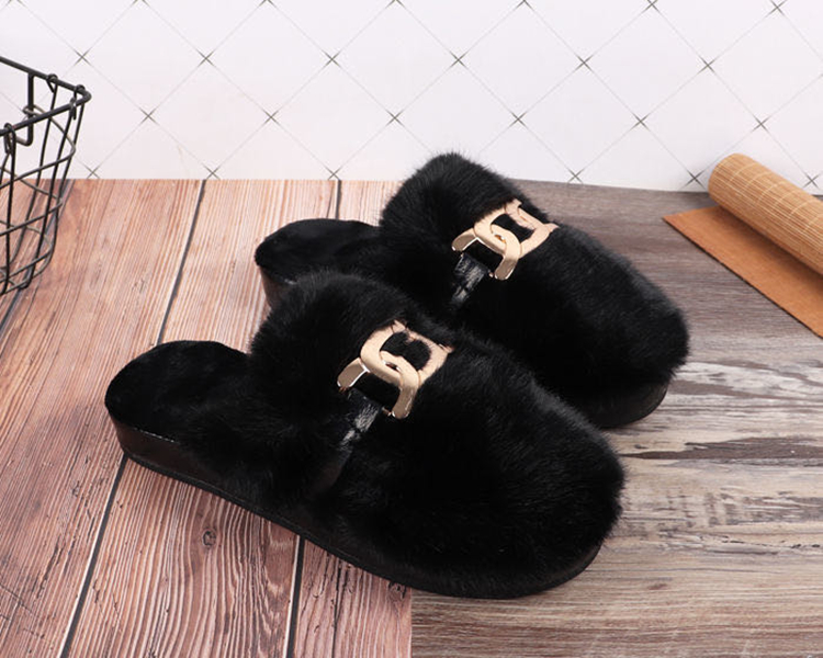 玉暖宝新款厚底韩版女士棉拖鞋高级感毛绒时尚居家地板防滑优雅女 - 图2