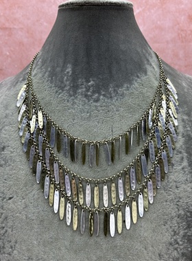 【4-3】多层叠带天然贝壳项链长款个性度假风秋冬毛衣链饰品批发