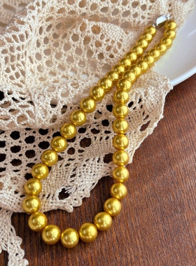 金灿灿的浓金 10mm进口工艺施家珍珠项链女