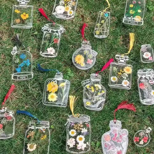 干花书签手工diy材料透明标本瓶子里的春天自制压花植物花小学生 - 图3