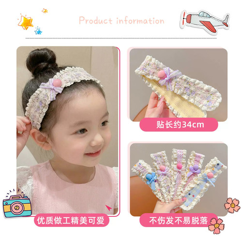 儿童甜美碎花宽边魔术贴宝宝前额刘海碎发整理神器固定头发贴头箍 - 图2
