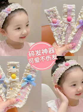 儿童甜美碎花宽边魔术贴刘海贴