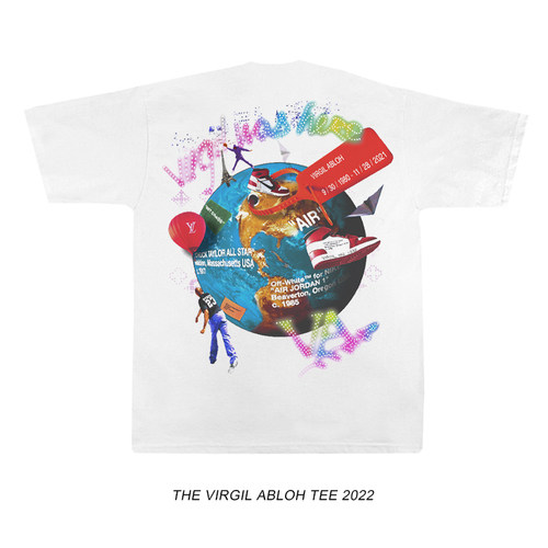 Virgil Abloh人像 logo纪念版印花短袖T恤嘻哈宽松美式T恤-图2