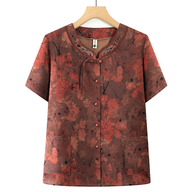 Grandma's summer short-sleeved shirt middle-aged and elderly women's clothing