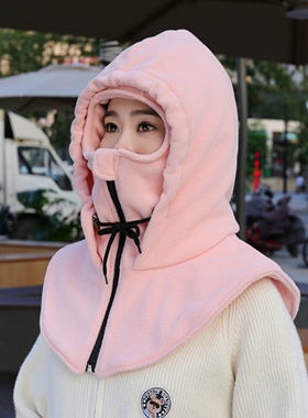 帽子女冬季保暖围脖一体骑车