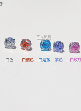钛合金玫瑰切锆石6mm耳钉0.9mm牙替换钻头多彩溏心碗托单钻头螺纹