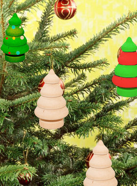 木质工艺品摆件圣诞节日装饰手绘DIY绘画木头圣诞树家居装饰用品