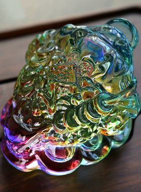 琉璃金蟾聚宝盆配件摆件家居车载装饰开业招财礼品黄水晶金蟾