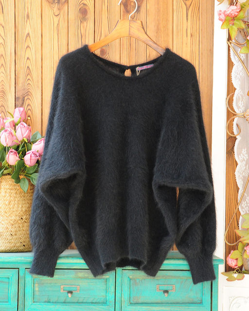 Sweet style Angora solid color outer pullover sweater