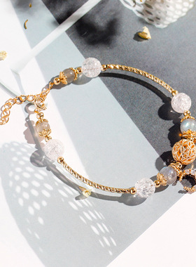 山西发货招桃花水晶手链女小众设计学生甜美手串清新招桃花手绳