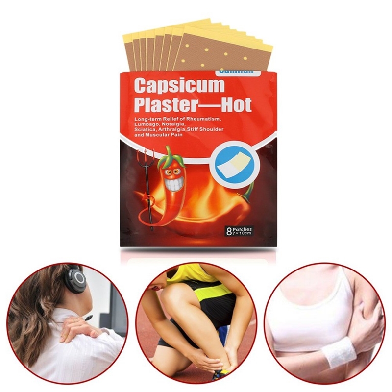 8PCS/Bag Chinese Herbal Medical Capsicum Plaster Hot Pain Re-图0