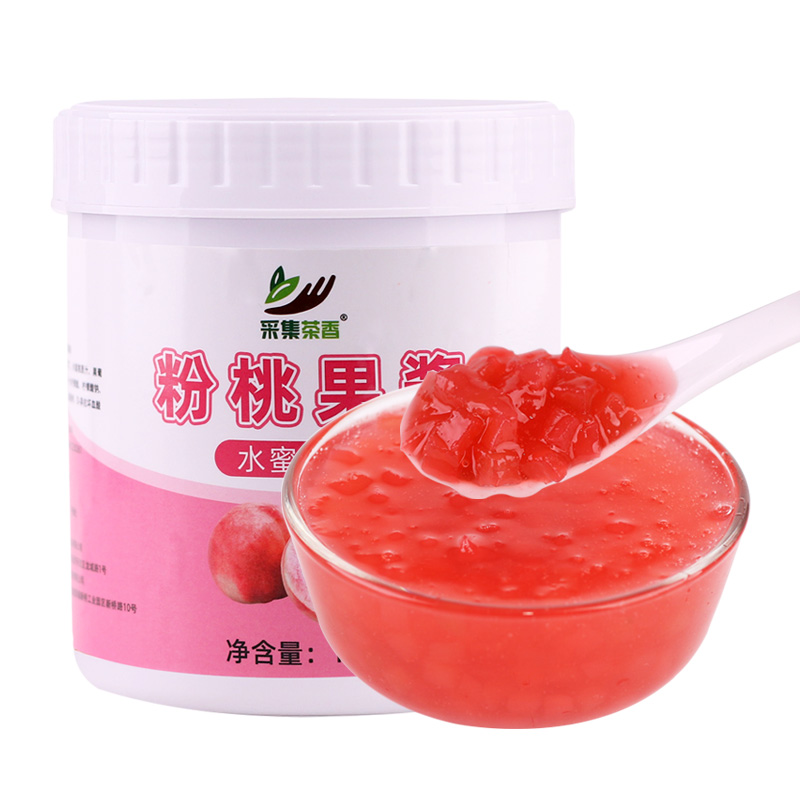 粉桃果酱1.3kg 含水蜜桃果肉商用奶茶店芝士多肉桃桃饮品专用原料 - 图3