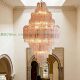 French duplex luxury villa staircase handmade designer glass tube lamp medieval Murano living room long chandelier