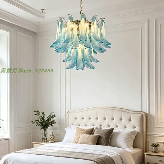 French light luxury living room main light, medieval glass tube ceiling lamp, American retro bedroom and restaurant atmosphere lamps