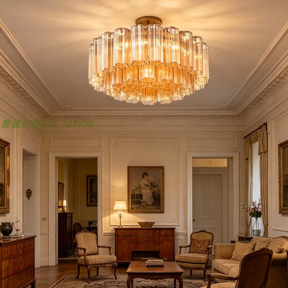 French light luxury medieval glass tube ceiling lamp modern simple living room bedroom high-end eye protection lamp