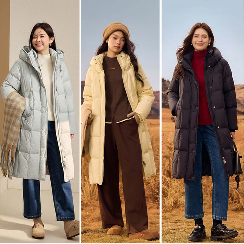 【中长款羽绒服】纤莉秀大码女装立领连帽保暖外套胖mm2025冬新款 - 图2