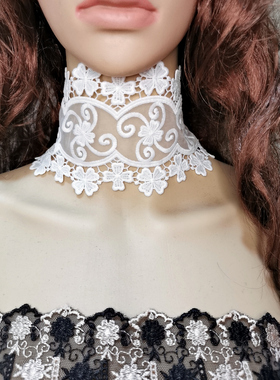 颈部疤痕颈纹颈链短款糖衣蕾丝