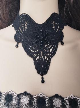 蕾丝立体花朵多色钉珠项链新品