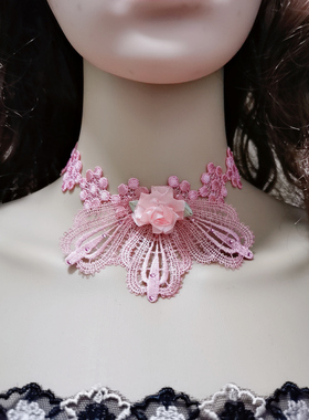 包邮欧美复古宫廷网红蕾丝加宽女王项链大红新娘礼服配饰脖带颈链